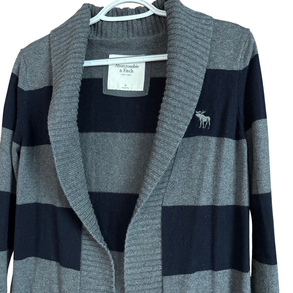 Abercrombie & Fitch Womens size Medium Y2K Shawl Collar Striped Cardigan Sweater - Picture 7 of 10